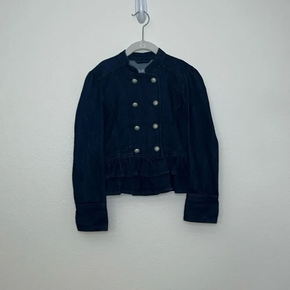 Gap Kids Girls Denim peplum jacket Sz Medium Military style